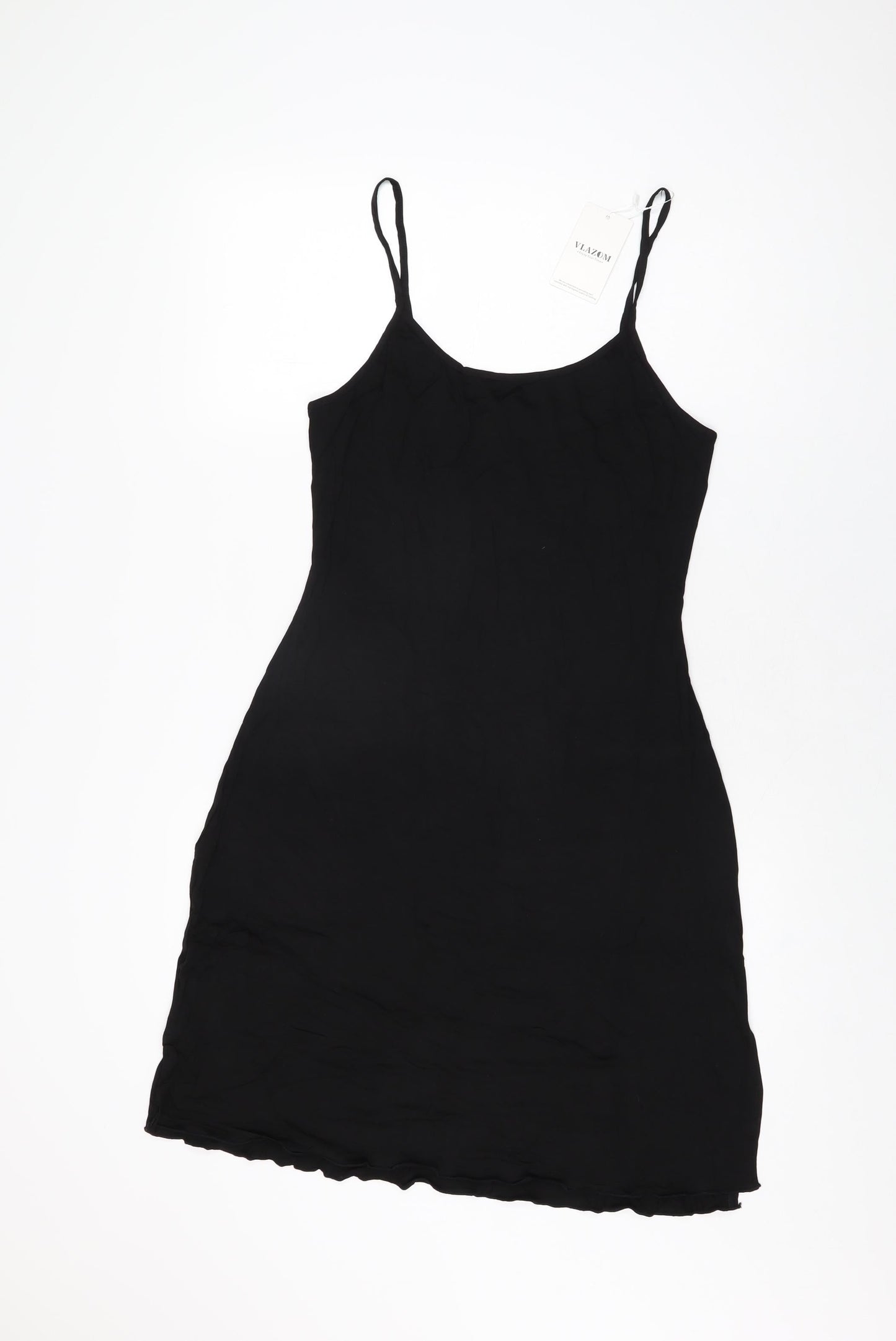 Vlazom Womens Black Rayon Slip Dress Size M Scoop Neck Pullover
