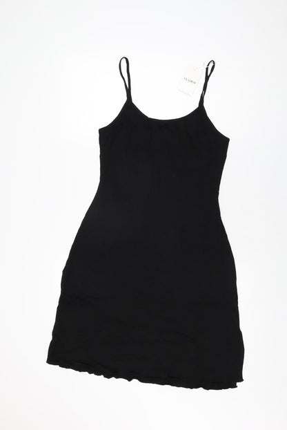 Vlazom Womens Black Rayon Slip Dress Size M Scoop Neck Pullover