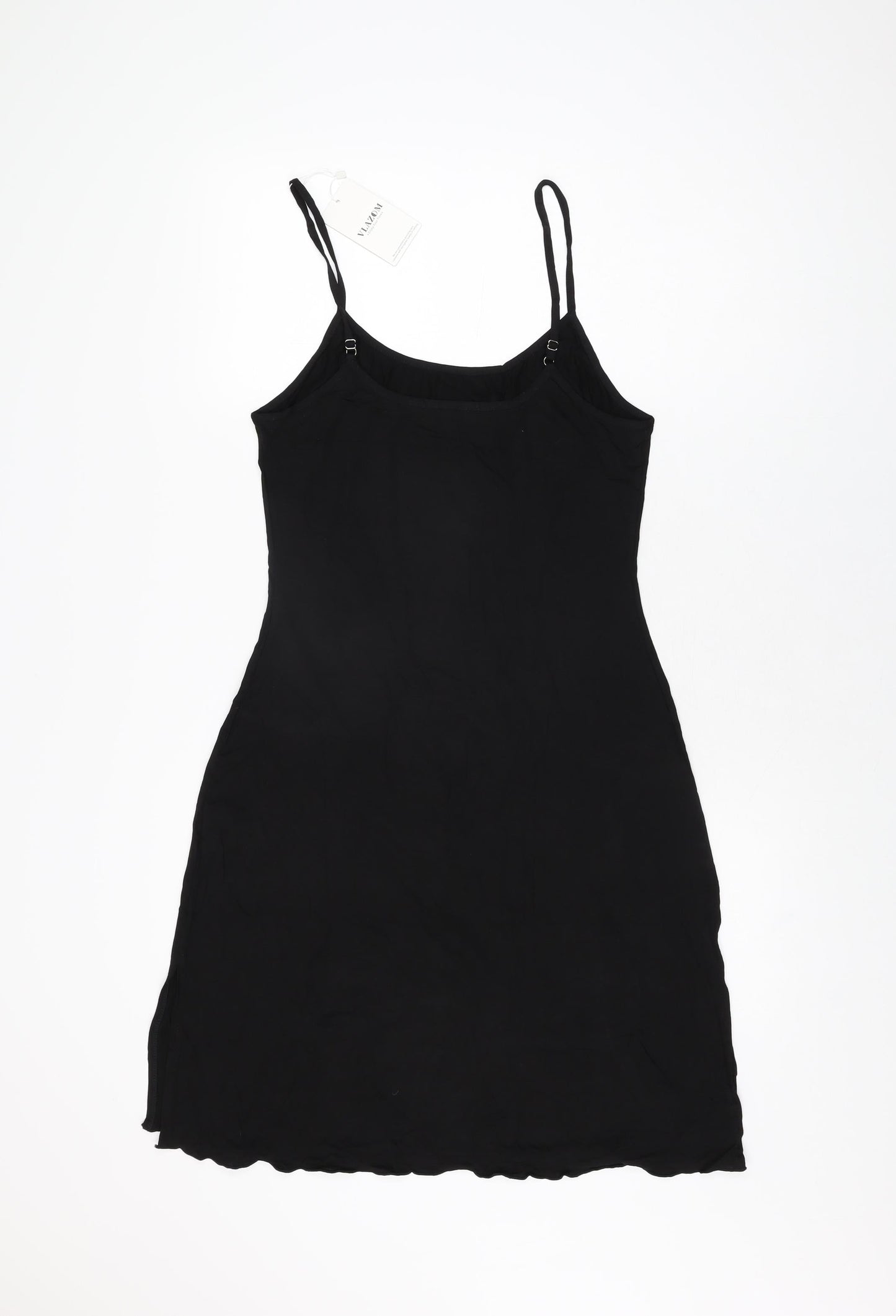 Vlazom Womens Black Rayon Slip Dress Size M Scoop Neck Pullover