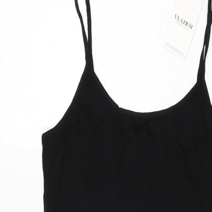 Vlazom Womens Black Rayon Slip Dress Size M Scoop Neck Pullover