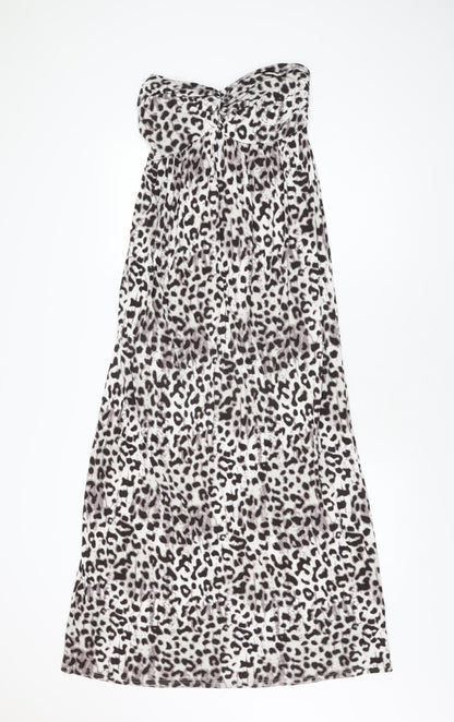 NEXT Womens White Geometric Viscose Maxi Size 14 Off the Shoulder Pullover