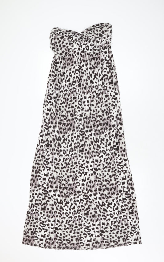 NEXT Womens White Geometric Viscose Maxi Size 14 Off the Shoulder Pullover