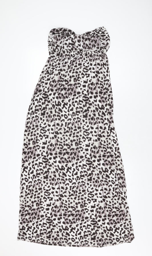 NEXT Womens White Geometric Viscose Maxi Size 14 Off the Shoulder Pullover