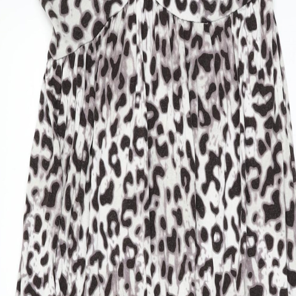 NEXT Womens White Geometric Viscose Maxi Size 14 Off the Shoulder Pullover