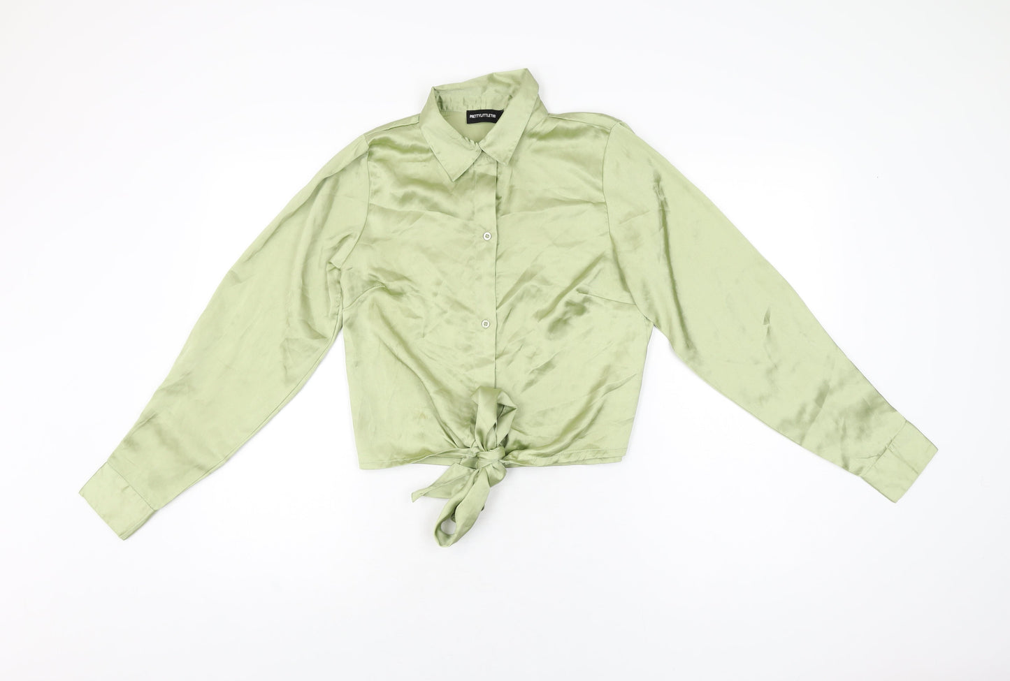 Womens UK Size 6 PRETTYLITTLETHING Green Basic Button-Up