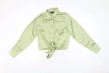 Womens UK Size 6 PRETTYLITTLETHING Green Basic Button-Up