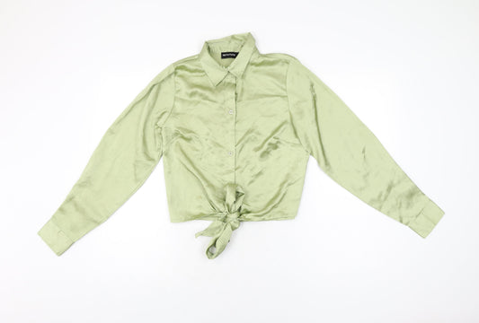 Womens UK Size 6 PRETTYLITTLETHING Green Basic Button-Up
