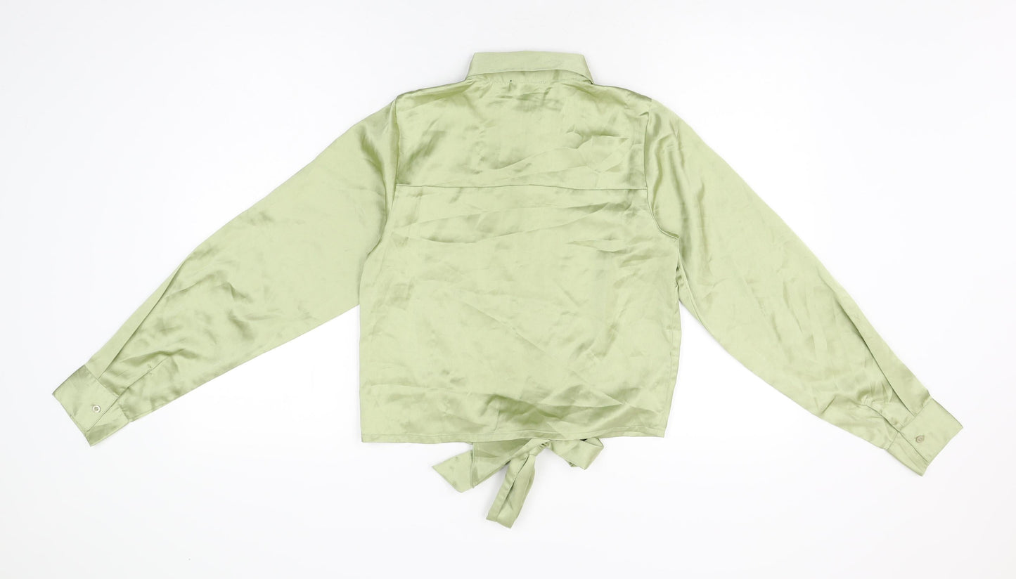 Womens UK Size 6 PRETTYLITTLETHING Green Basic Button-Up