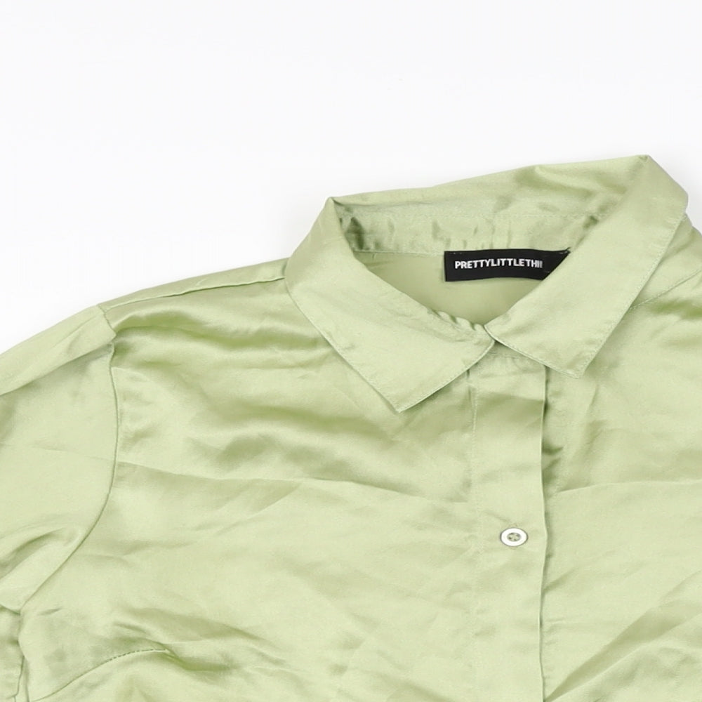 Womens UK Size 6 PRETTYLITTLETHING Green Basic Button-Up