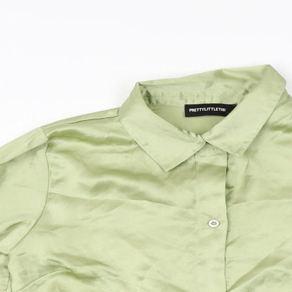 Womens UK Size 6 PRETTYLITTLETHING Green Basic Button-Up