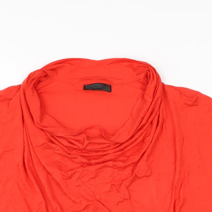LANIDOR Womens Red Lyocell Basic T-Shirt Size M Round Neck