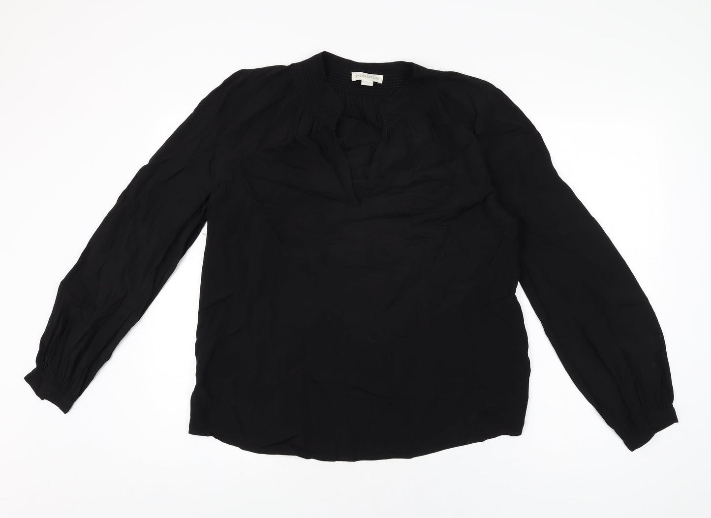 Womens UK Size 12 Monsoon Black Basic Blouse