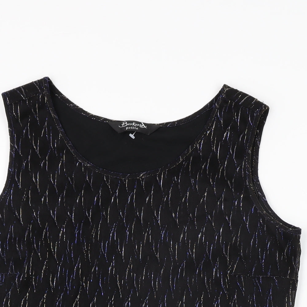 Berkertex Womens Black Geometric Polyester Basic T-Shirt Size 14 Round Neck