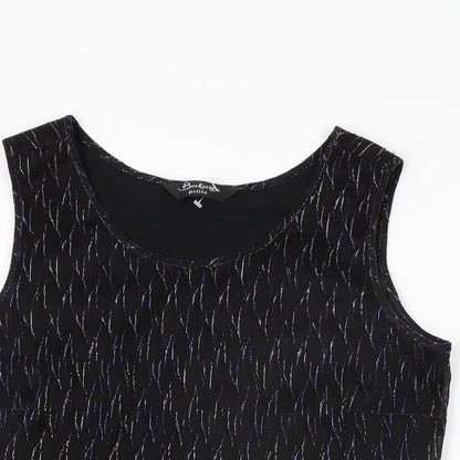 Berkertex Womens Black Geometric Polyester Basic T-Shirt Size 14 Round Neck