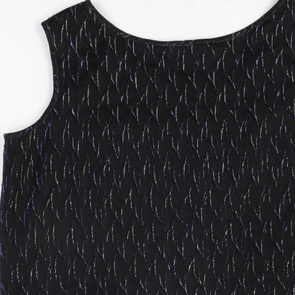 Berkertex Womens Black Geometric Polyester Basic T-Shirt Size 14 Round Neck