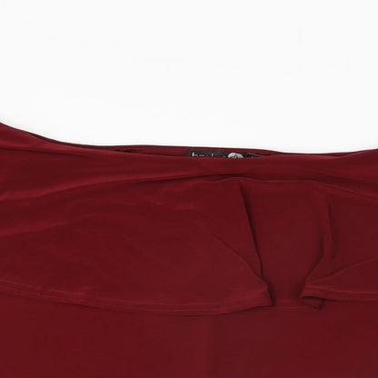 Boohoo Womens Red Polyester Bodysuit One-Piece Size 16 Snap