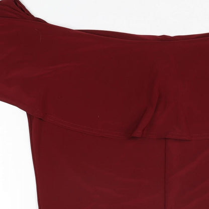 Boohoo Womens Red Polyester Bodysuit One-Piece Size 16 Snap