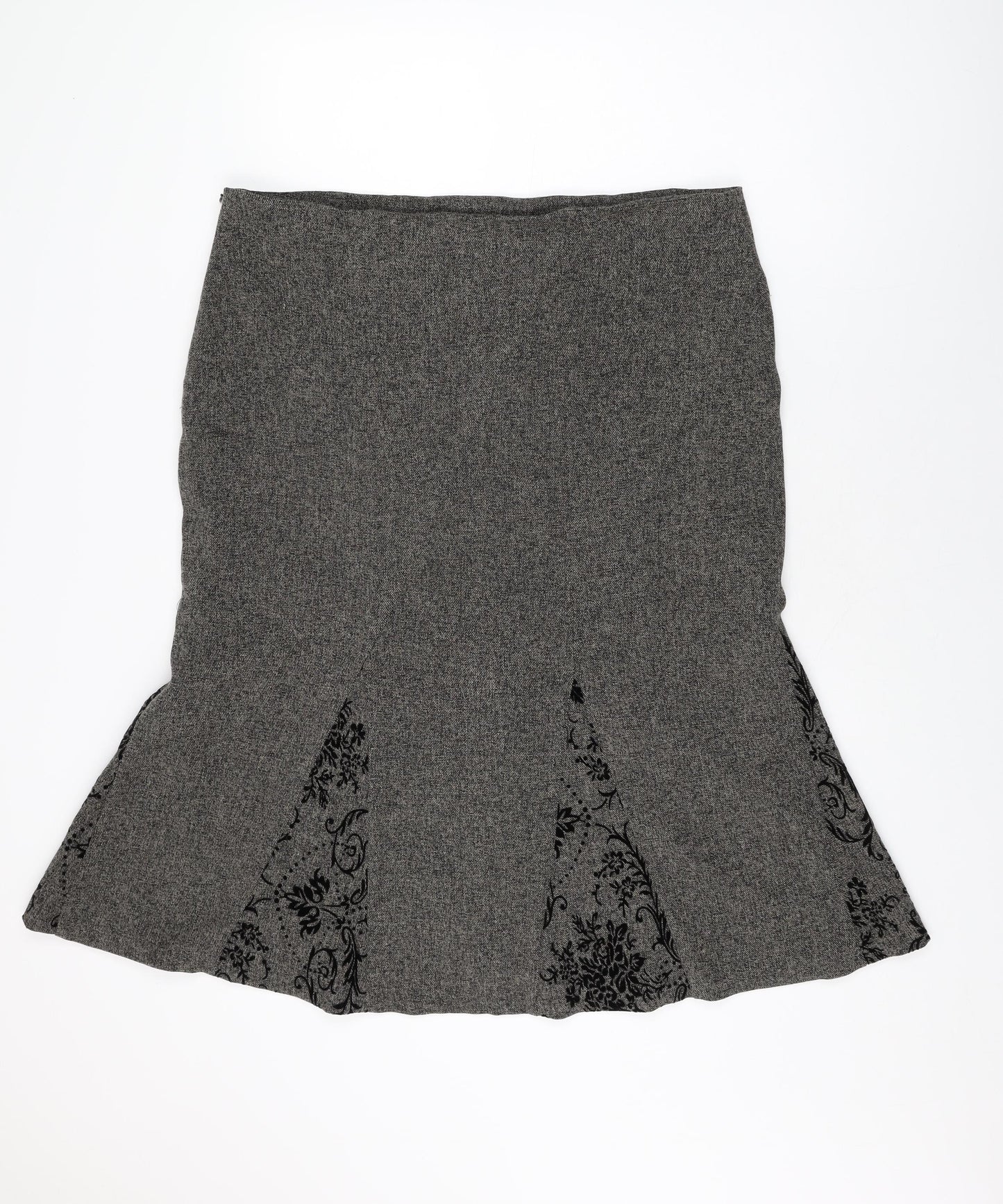 Mia Moda Womens Brown Floral Polyester Flare Skirt Size 20 Zip