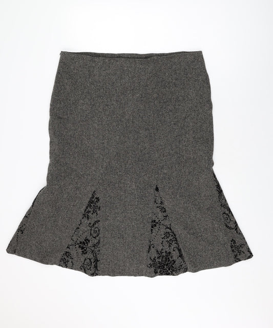 Mia Moda Womens Brown Floral Polyester Flare Skirt Size 20 Zip