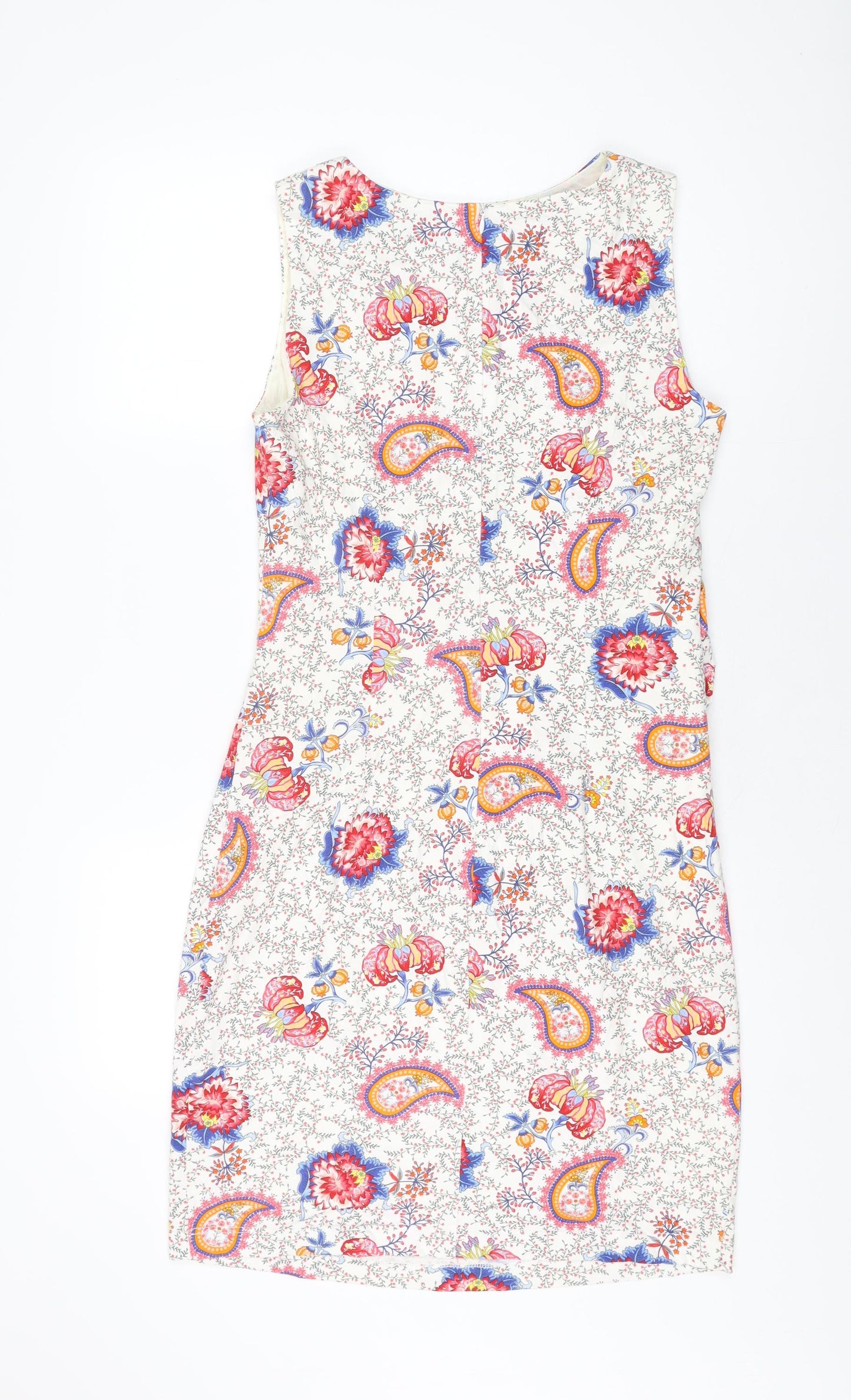 Josephine and Co Womens White Floral Cotton Bodycon Size 14 Boat Neck Zip