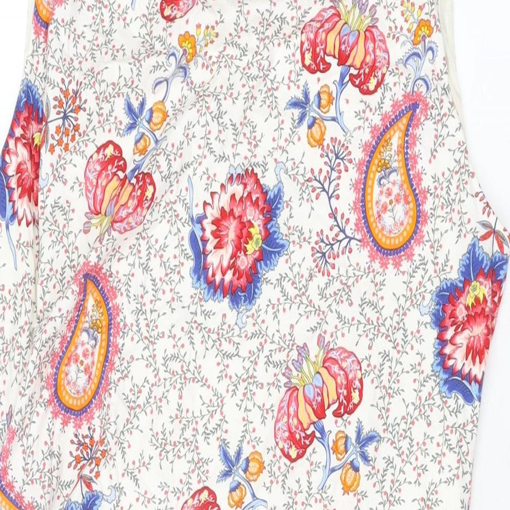 Josephine and Co Womens White Floral Cotton Bodycon Size 14 Boat Neck Zip