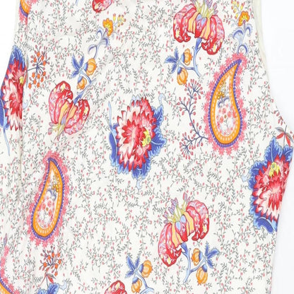 Josephine and Co Womens White Floral Cotton Bodycon Size 14 Boat Neck Zip