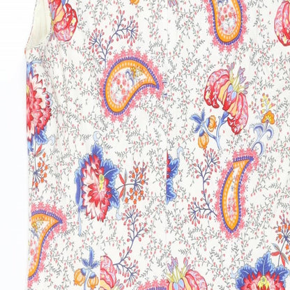 Josephine and Co Womens White Floral Cotton Bodycon Size 14 Boat Neck Zip