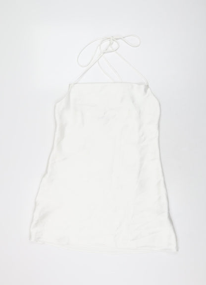 Zara Womens White Polyester Mini Size M Halter Tie