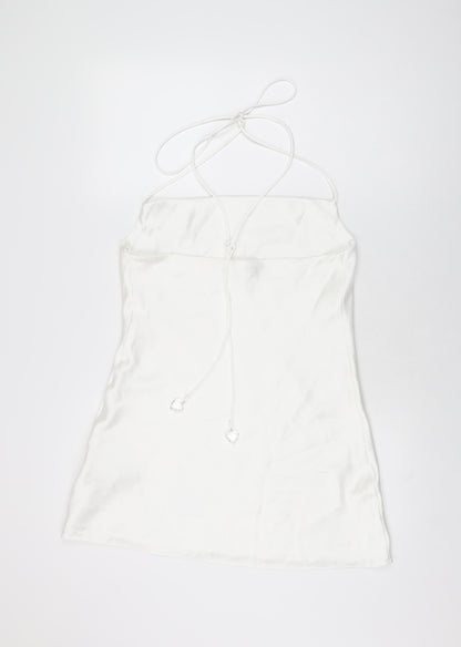 Zara Womens White Polyester Mini Size M Halter Tie