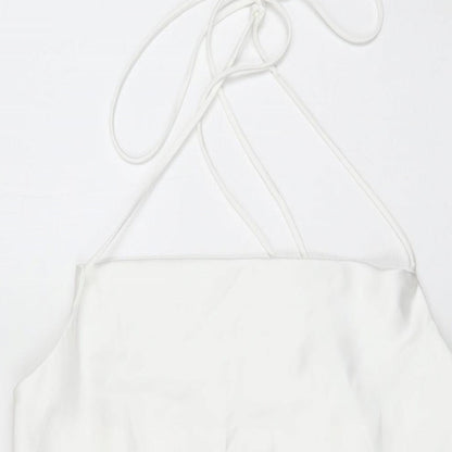 Zara Womens White Polyester Mini Size M Halter Tie