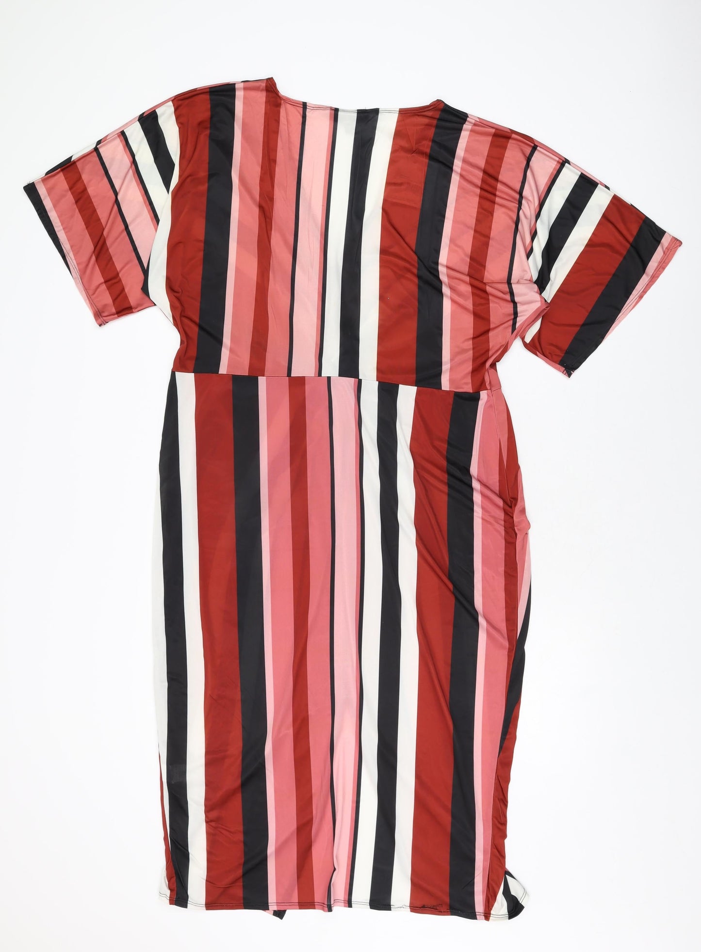 Missguided Womens Multicoloured Striped Polyester Shift Size 20 V-Neck Pullover