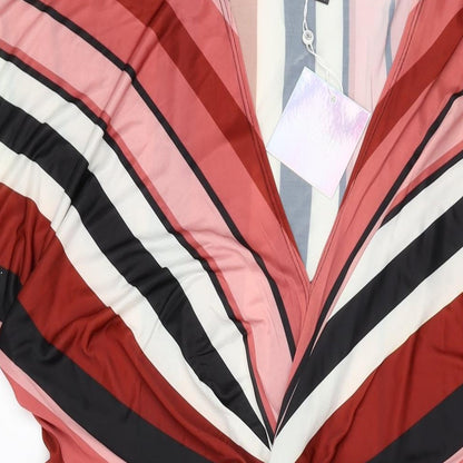 Missguided Womens Multicoloured Striped Polyester Shift Size 20 V-Neck Pullover