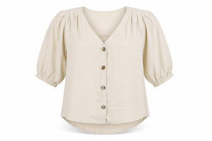 Womens UK Size 8 Boohoo Beige Basic Blouse