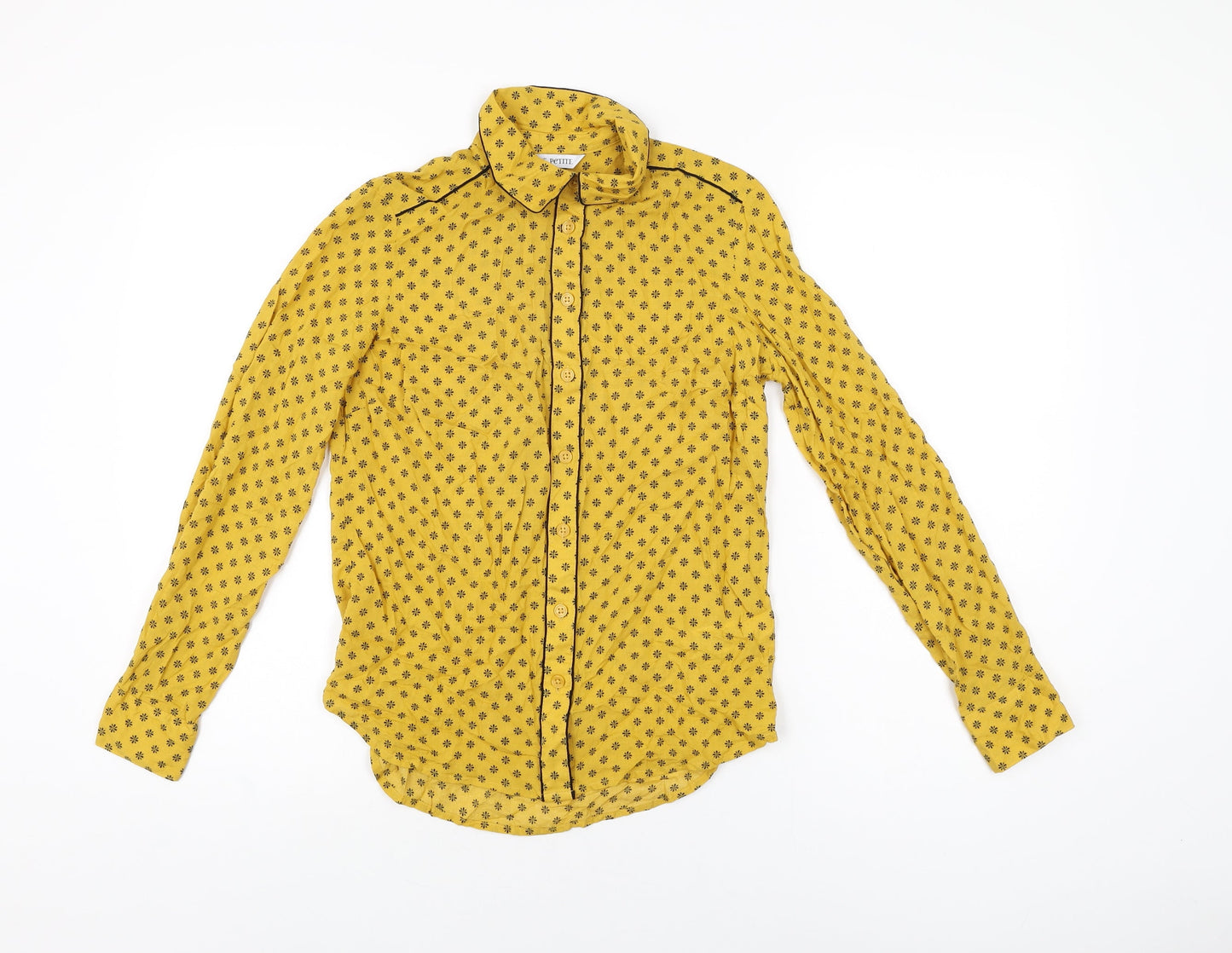 Womens UK Size 6 NEXT Yellow Basic Button-Up