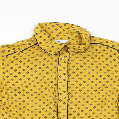 Womens UK Size 6 NEXT Yellow Basic Button-Up