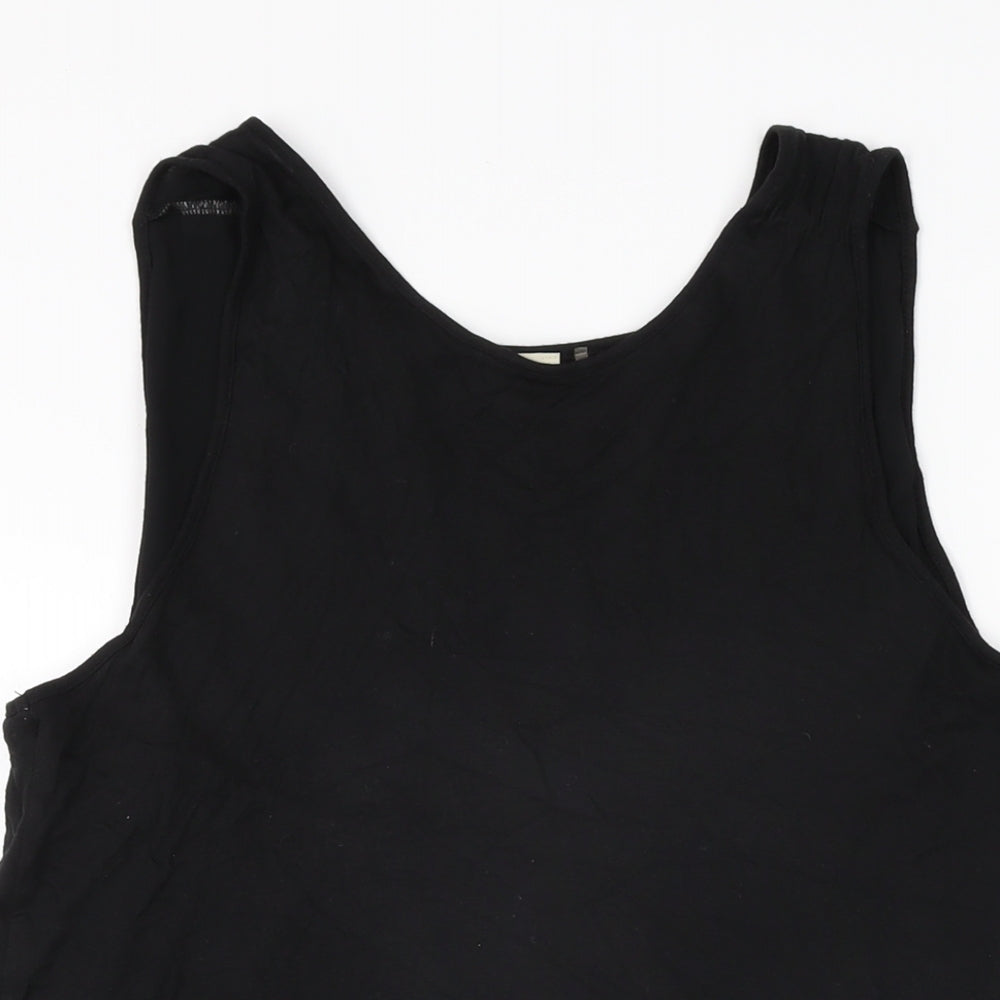 Womens UK Size L ecru Black Basic T-Shirt