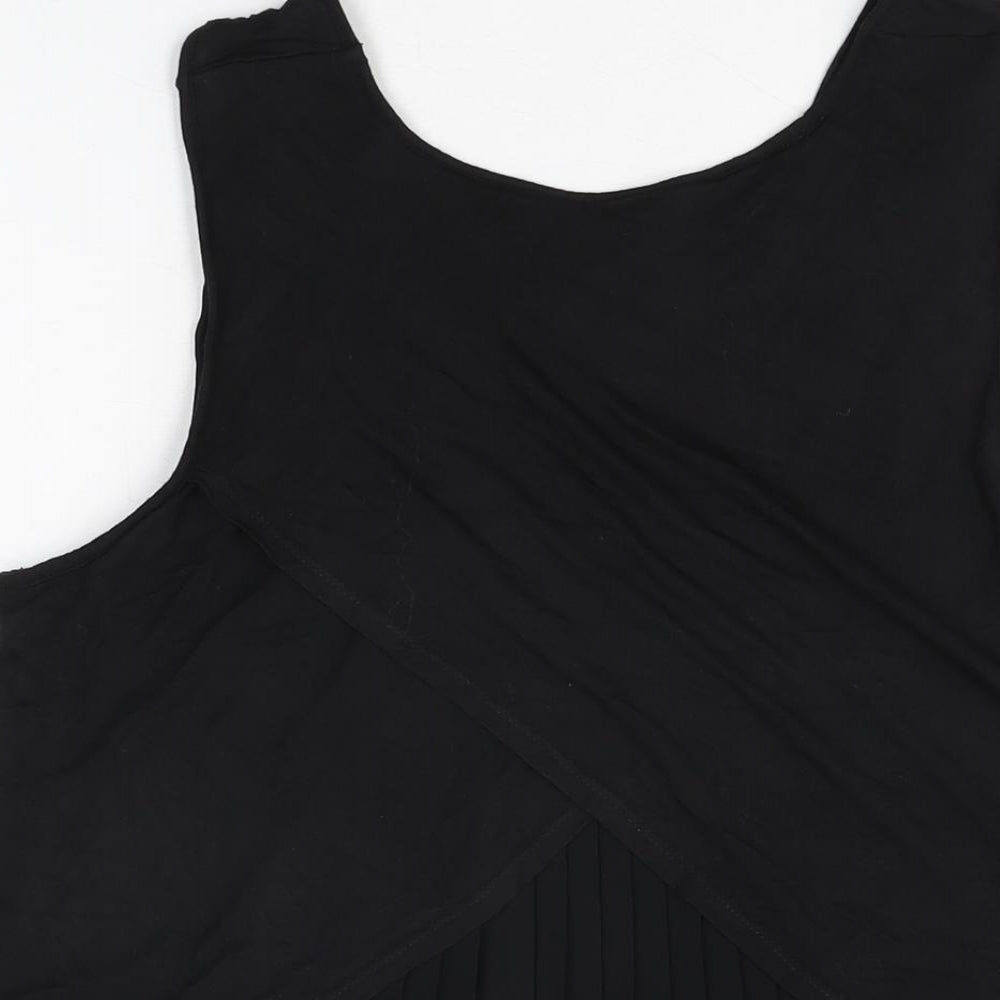 Womens UK Size L ecru Black Basic T-Shirt