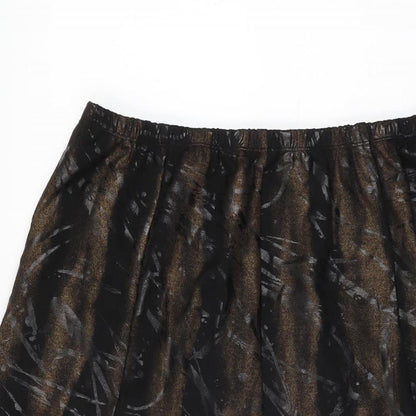 Noni B Womens Black Geometric Polyester Swing Skirt Size M