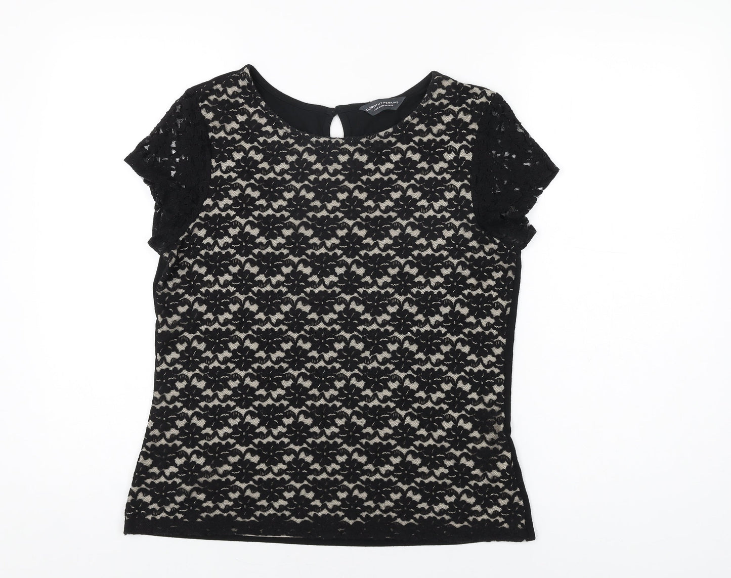 Womens UK Size 12 Dorothy Perkins Black Basic T-Shirt