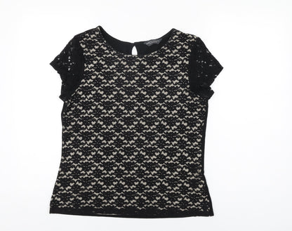 Womens UK Size 12 Dorothy Perkins Black Basic T-Shirt