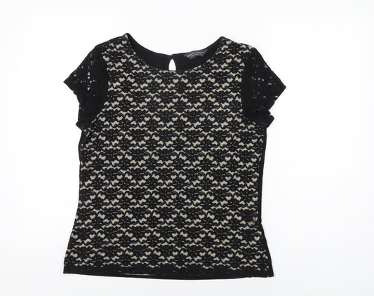 Womens UK Size 12 Dorothy Perkins Black Basic T-Shirt