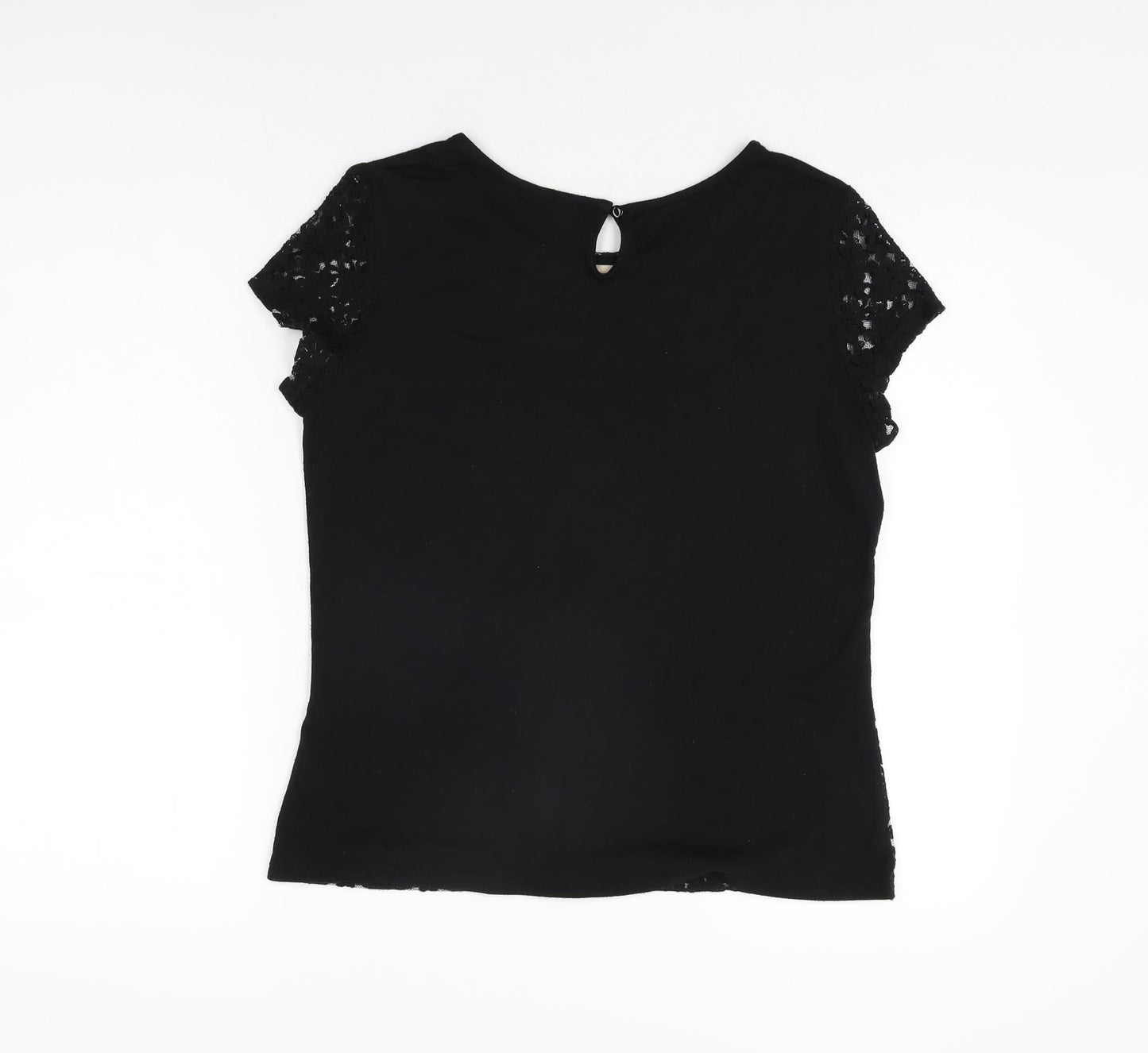Womens UK Size 12 Dorothy Perkins Black Basic T-Shirt