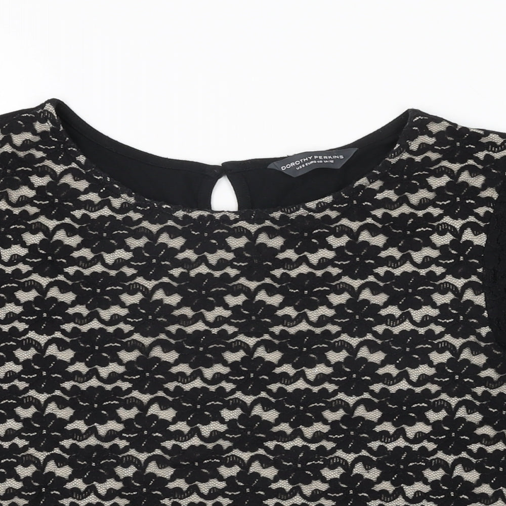 Womens UK Size 12 Dorothy Perkins Black Basic T-Shirt