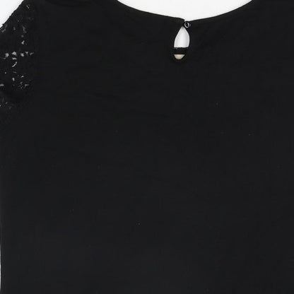 Womens UK Size 12 Dorothy Perkins Black Basic T-Shirt