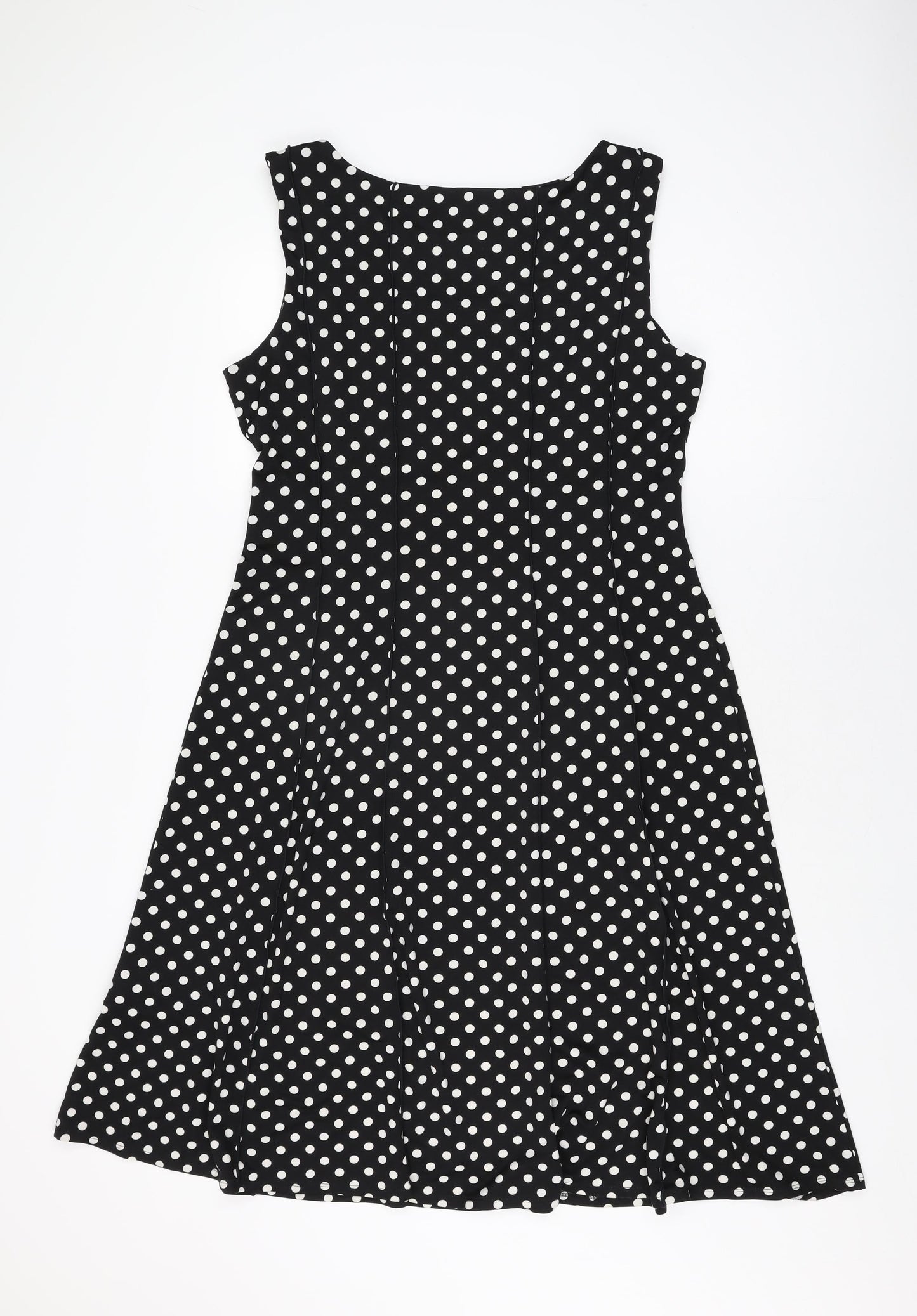 Perceptions Womens Black Polka Dot Polyester A-Line Size XL Round Neck Pullover