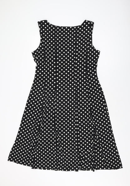 Perceptions Womens Black Polka Dot Polyester A-Line Size XL Round Neck Pullover