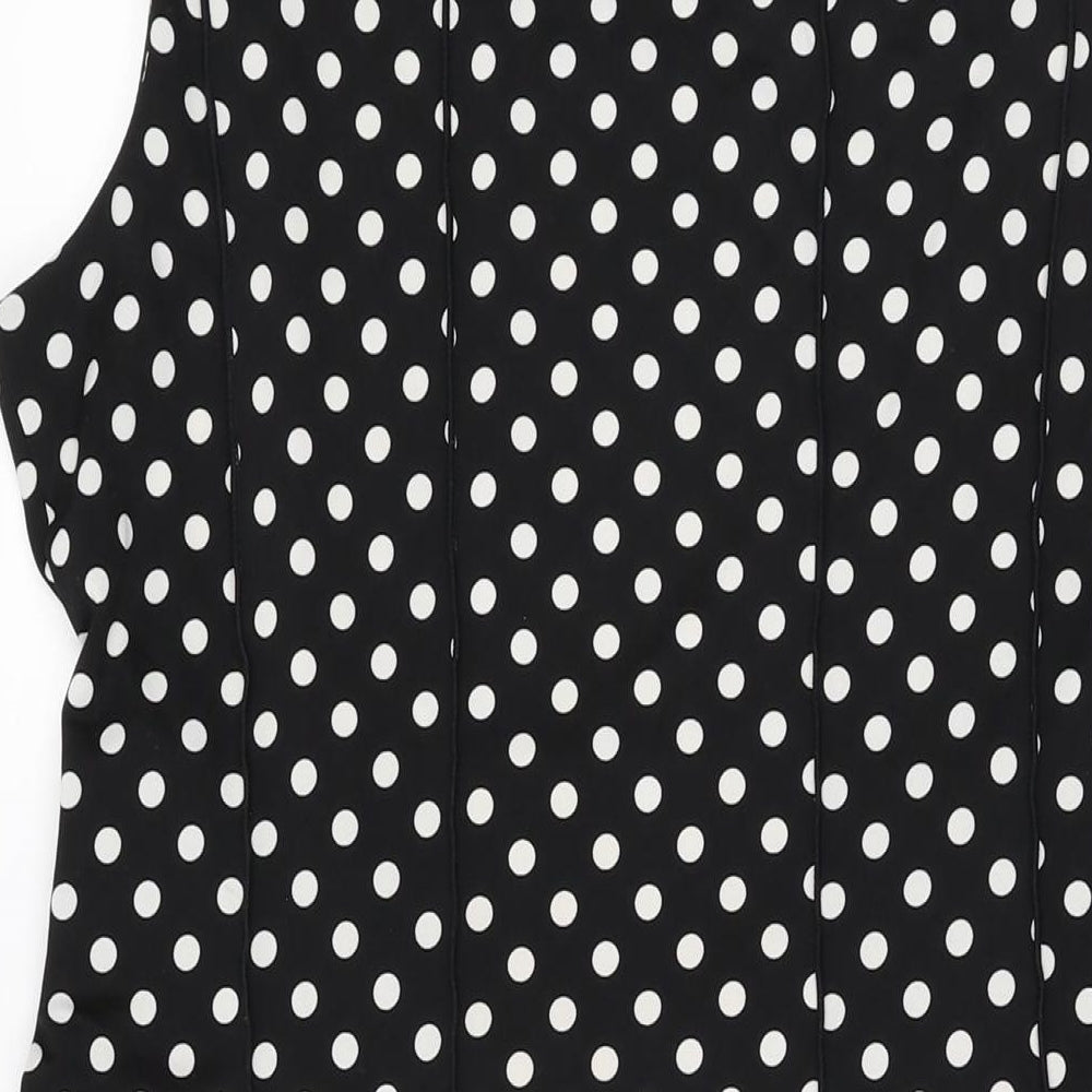 Perceptions Womens Black Polka Dot Polyester A-Line Size XL Round Neck Pullover