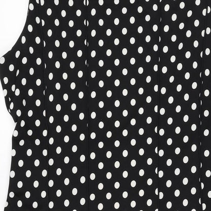 Perceptions Womens Black Polka Dot Polyester A-Line Size XL Round Neck Pullover