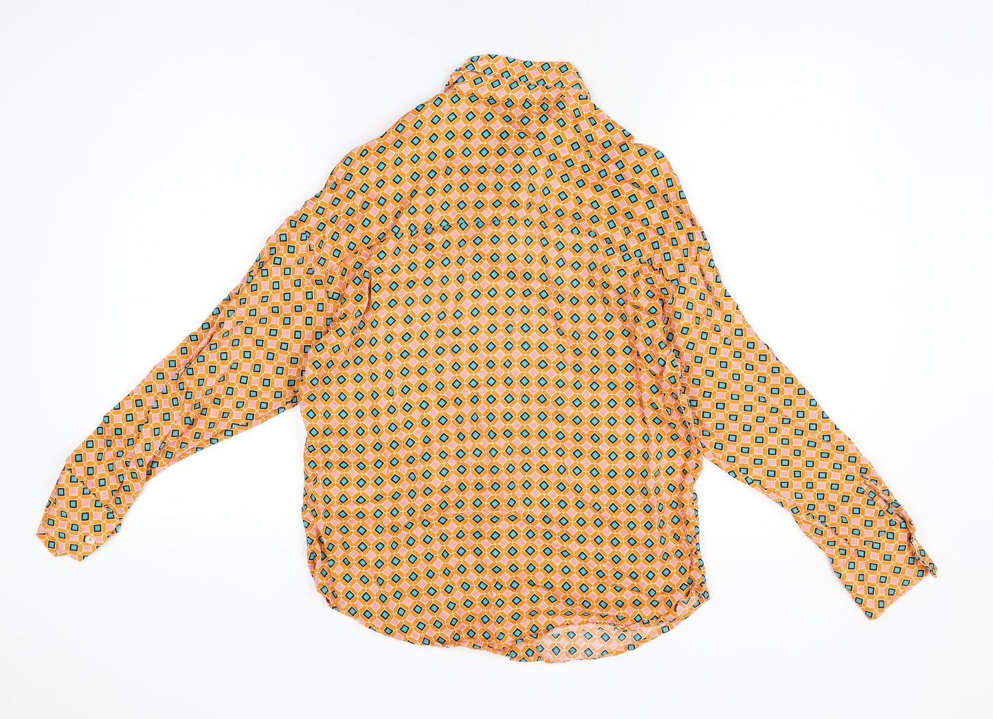 Womens UK Size XS Zara Orange Basic Button-Up