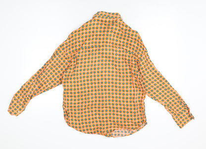 Womens UK Size XS Zara Orange Basic Button-Up